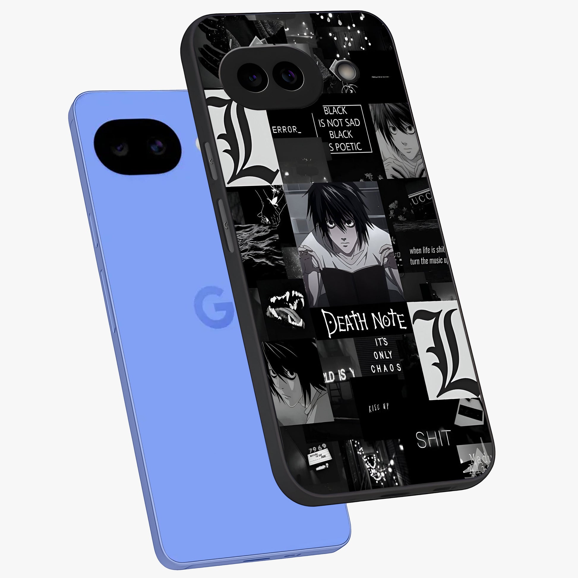 Midnight Chaos Mind Glass Case displayed in angled mockup highlighting chaotic artistic design with dramatic midnight aesthetic.