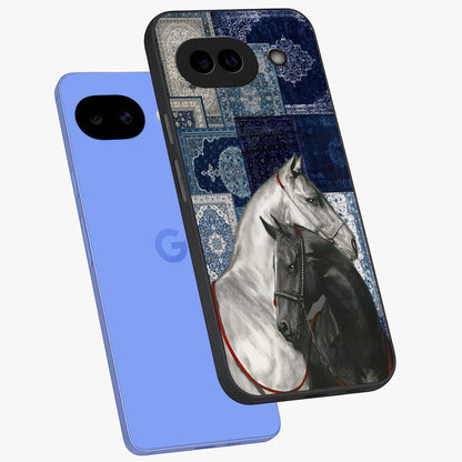 Midnight Stallion Blues Glass Case displayed in angled mockup highlighting powerful stallion illustration with deep midnight tones.