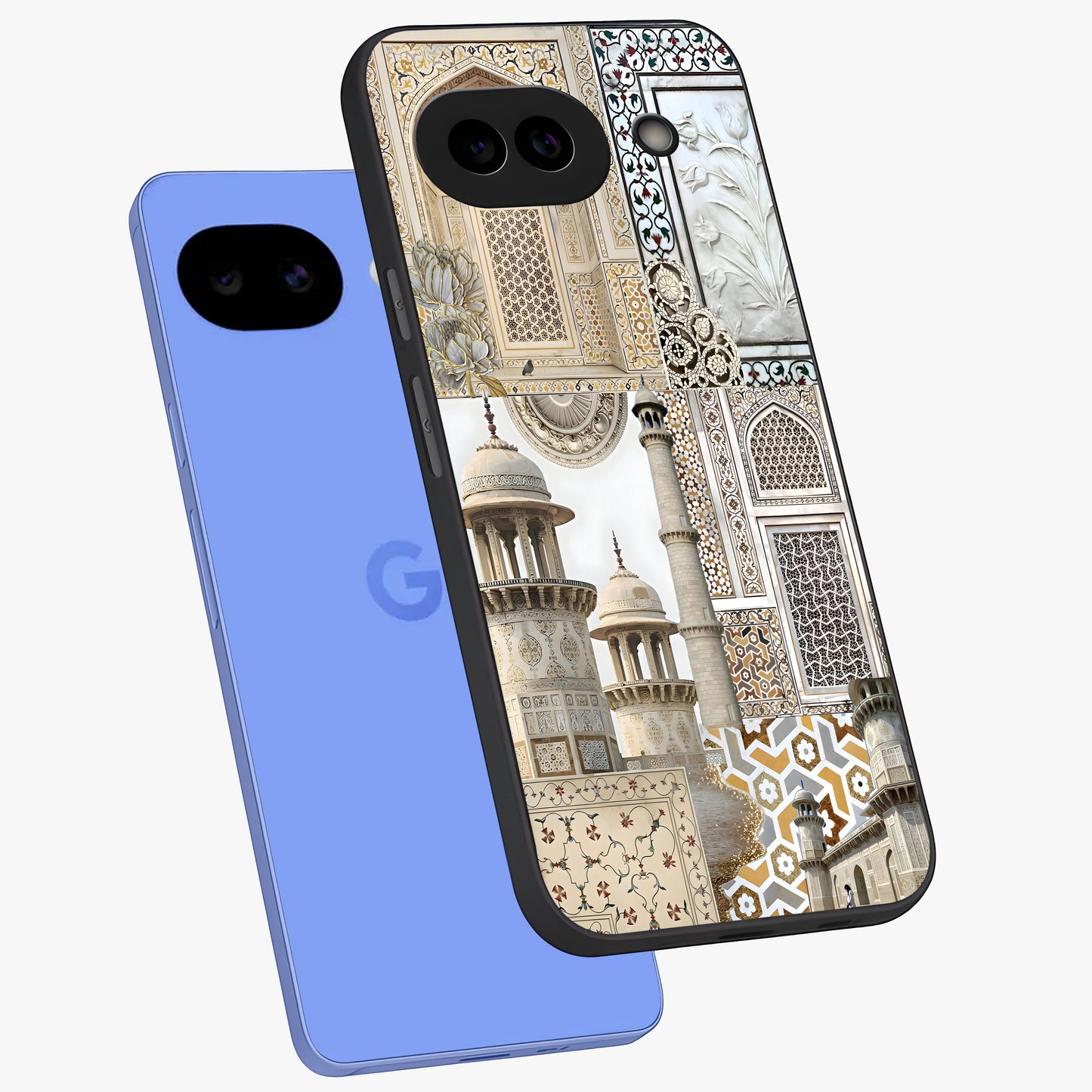 Mughal Marble Legacy Glass Case displayed in angled mockup highlighting elegant heritage marble artwork with royal aesthetic.