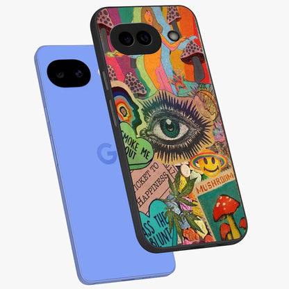 Mystic Eye Wonderland Glass Case displayed in angled mockup highlighting magical eye illustration with dreamy aesthetic.
