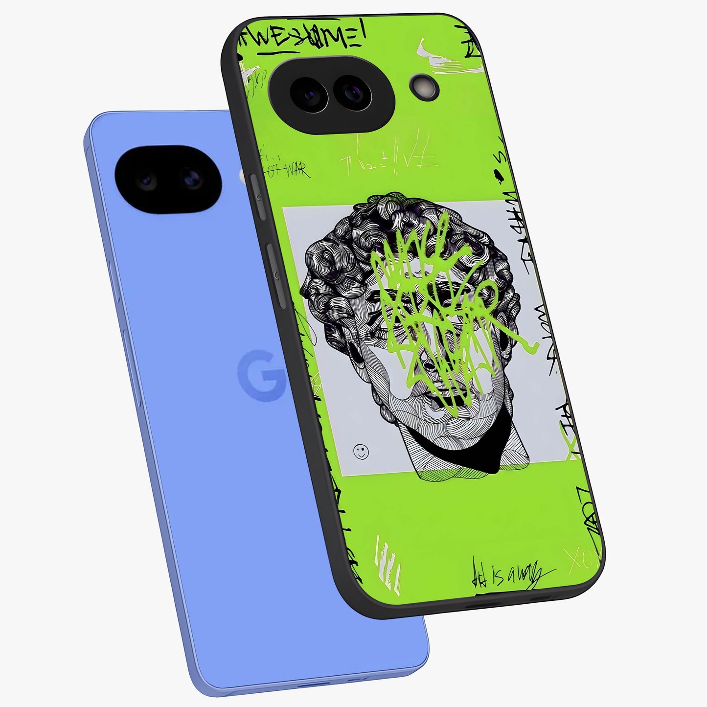 Neo Graffiti Rebellion Glass Case displayed in angled mockup highlighting urban street art design with rebellious aesthetic.