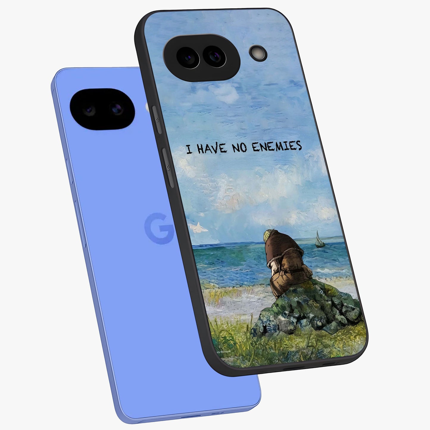 Peace Beyond War Glass Case displayed in angled mockup highlighting meaningful message design with artistic aesthetic style.