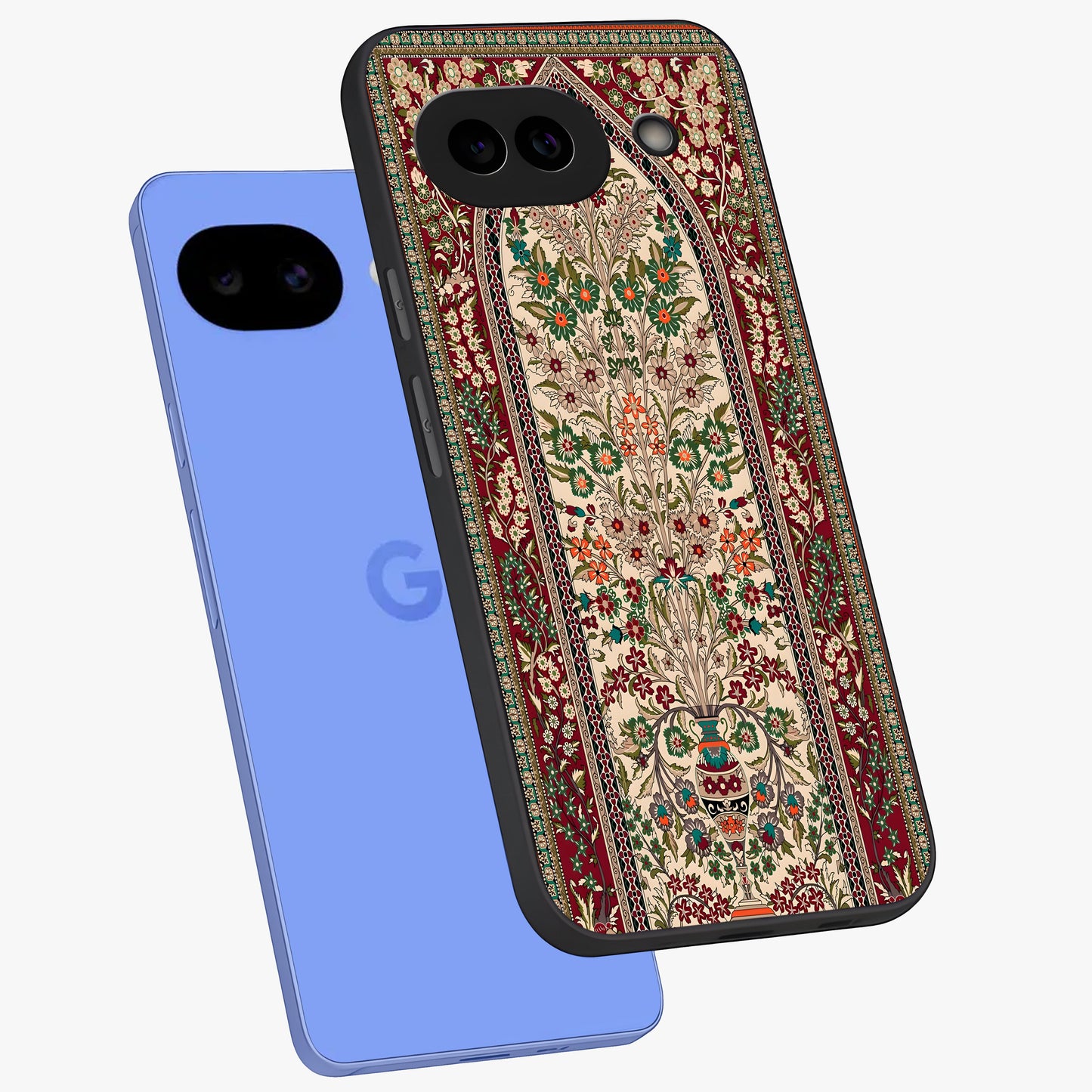 Persian Inspired Glass Case displayed in angled mockup highlighting intricate traditional design with elegant cultural aesthetic.