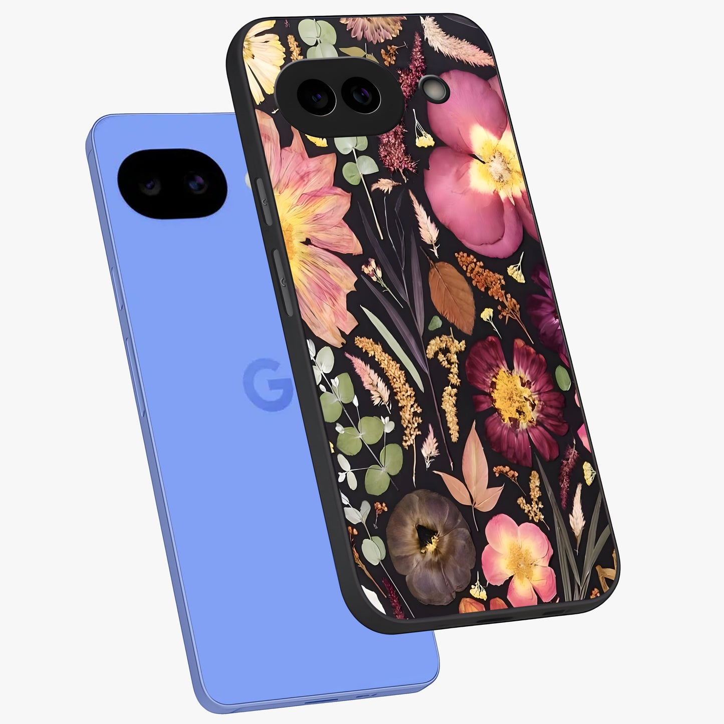 Petal Dream Tapestry Glass Case displayed in angled mockup highlighting decorative petal pattern with elegant botanical aesthetic.