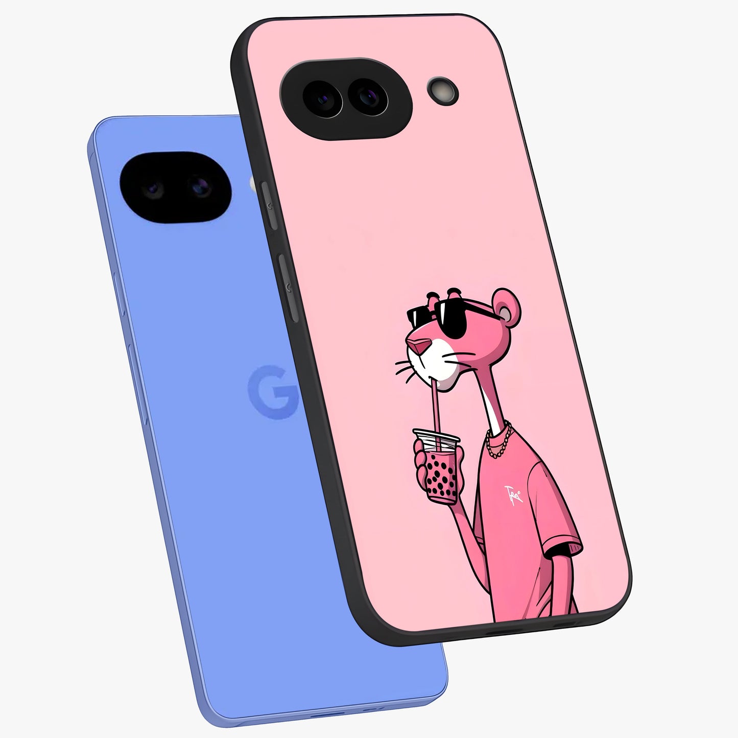 Pink Panther Glass Case displayed in angled mockup highlighting playful cartoon character design with vibrant pink aesthetic.