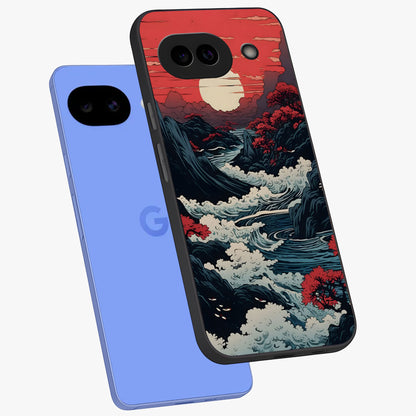 Red Sunset Scenery Glass Case displayed in angled mockup highlighting glowing sunset sky design with scenic aesthetic.
