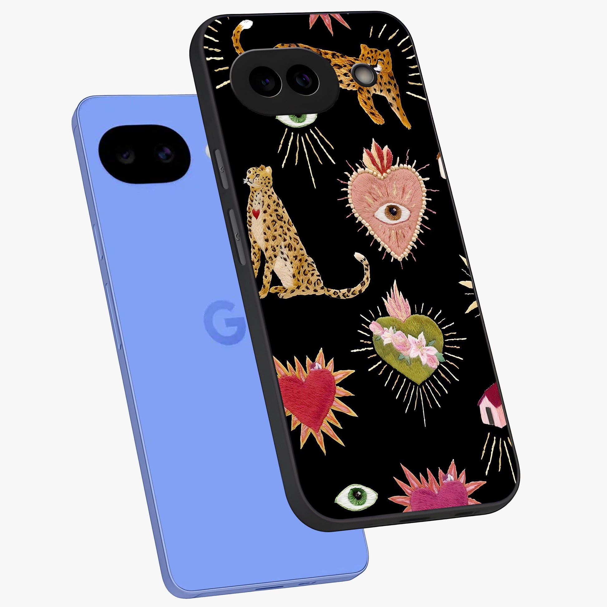 Sacred Jungle Heart Glass Case displayed in angled mockup highlighting lush tropical design with natural aesthetic style.