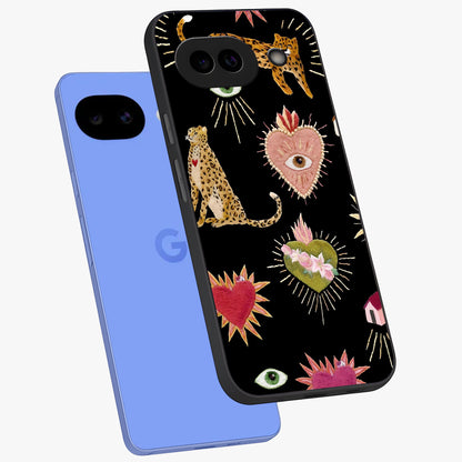 Sacred Jungle Heart Glass Case displayed in angled mockup highlighting lush tropical design with natural aesthetic style.