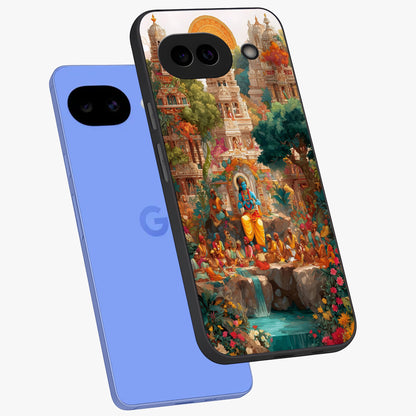 Sacred Sunlight Gods Glass Case displayed in angled mockup highlighting radiant spiritual design with celestial aesthetic.