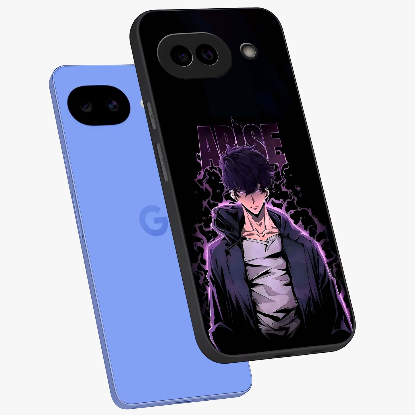 Shadow Monarch Awakening Glass Case displayed in angled mockup highlighting dramatic shadow warrior design with fantasy aesthetic.