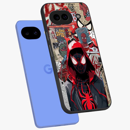 Spider Collage Street Glass Case displayed in angled mockup highlighting dynamic street style collage design with comic aesthetic.