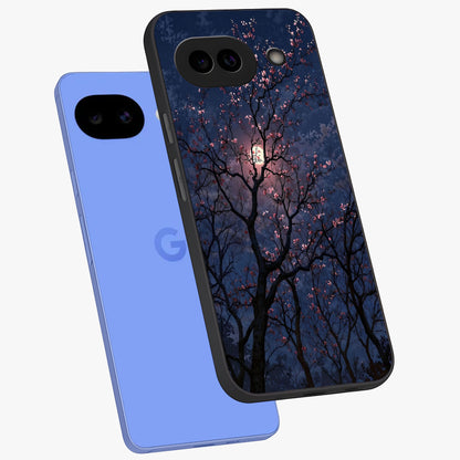 Twilight Sakura Serenade Glass Case displayed in angled mockup highlighting delicate sakura flower design with dreamy aesthetic.