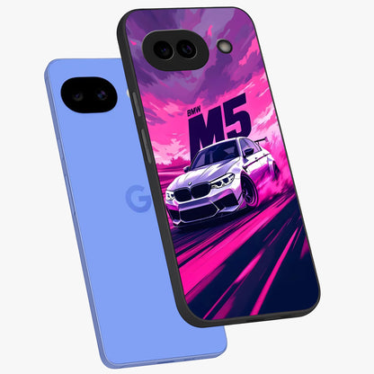 Velocity Drift Pulse Glass Case displayed in angled mockup highlighting dynamic drift design with sporty automotive aesthetic.