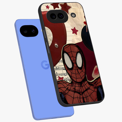 Web Warrior Vibes Glass Case displayed in angled mockup highlighting dynamic web design with comic style aesthetic.