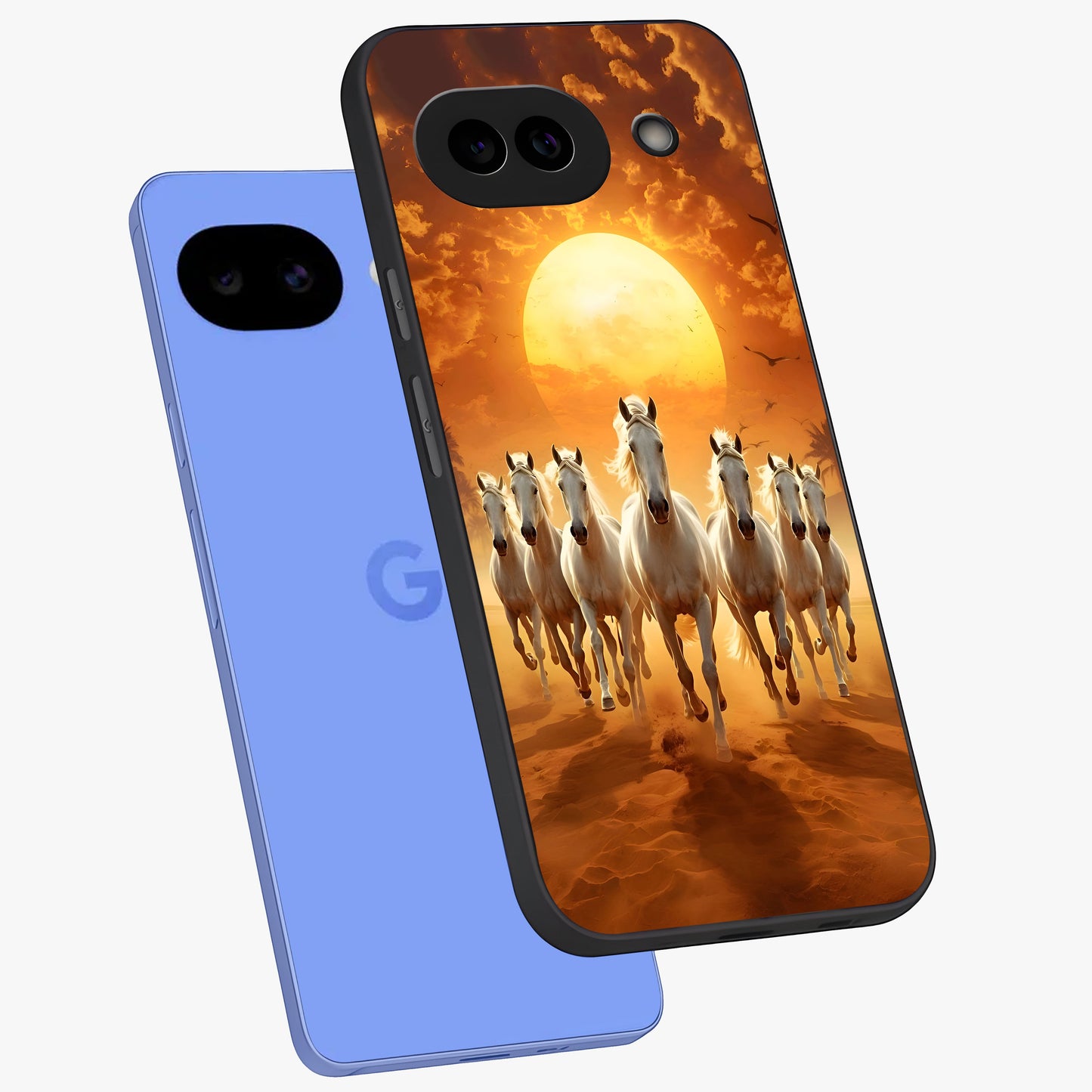 Wild Sunset Majesty Glass Case displayed in angled mockup highlighting vibrant sunset sky design with scenic aesthetic.