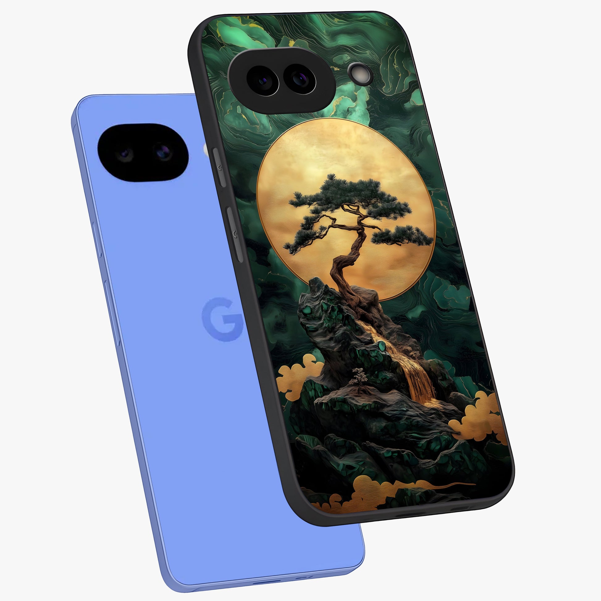 Zen Moon Rise Glass Case displayed in angled mockup highlighting peaceful lunar design with zen aesthetic style.