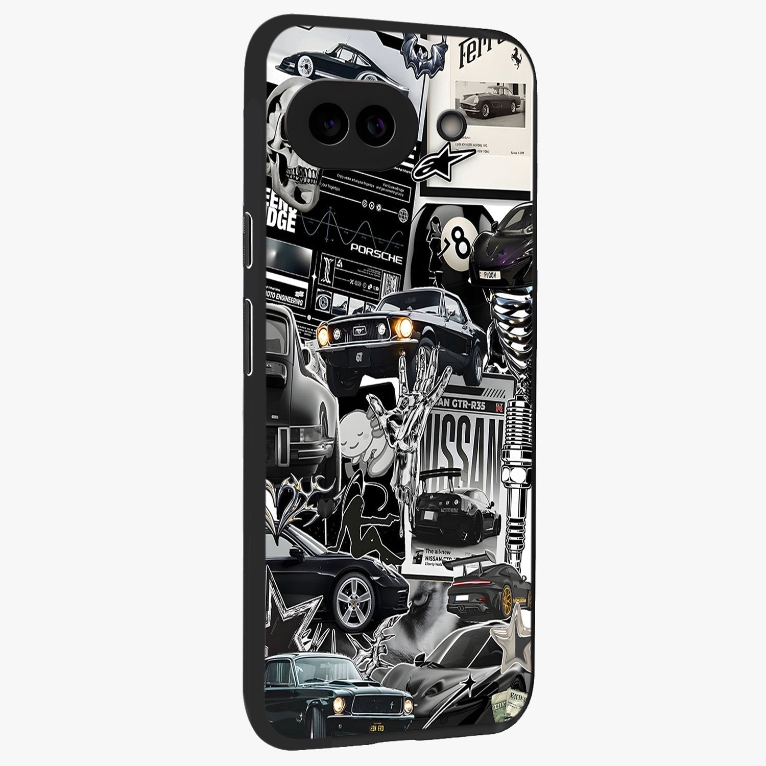Aesthetic Dark Love Glass Case upright view showcasing dramatic romantic artwork with modern aesthetic style.