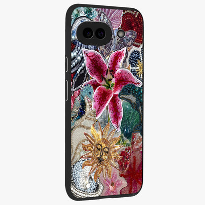 Beaded Garden Fantasy Glass Case upright view showcasing whimsical garden aesthetic with artistic bead details.