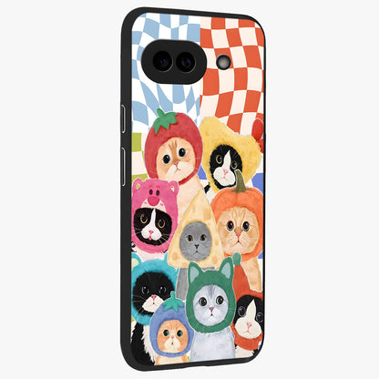 Cats in Fruits Glass Case upright view showcasing charming cat artwork with fun fruity theme.