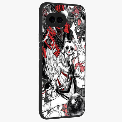 Crimson Chaos Panel Glass Case upright view showcasing intense crimson artwork with dramatic aesthetic style.