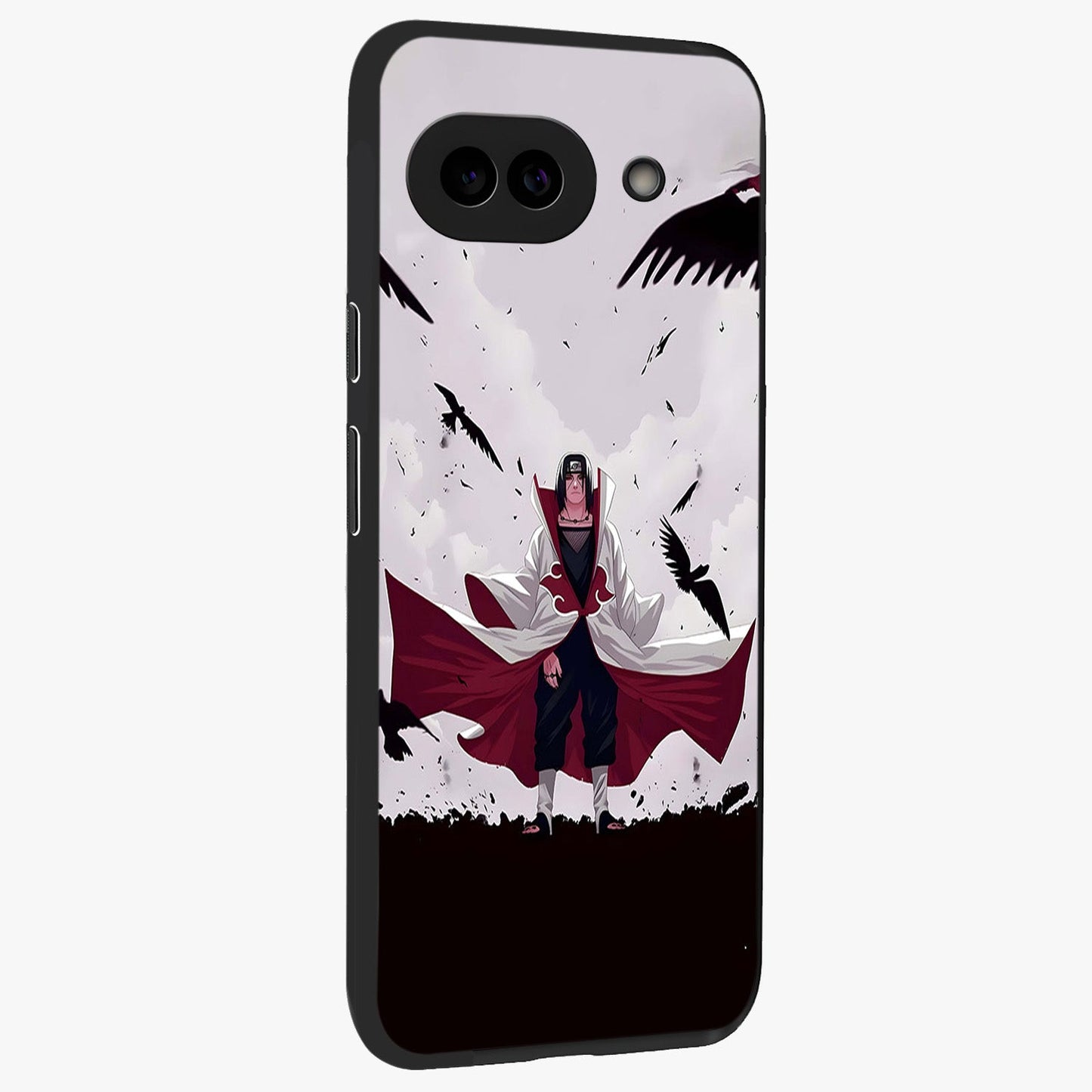Crimson Crow Ascension Glass Case upright view showcasing dramatic crow artwork with bold gothic theme.