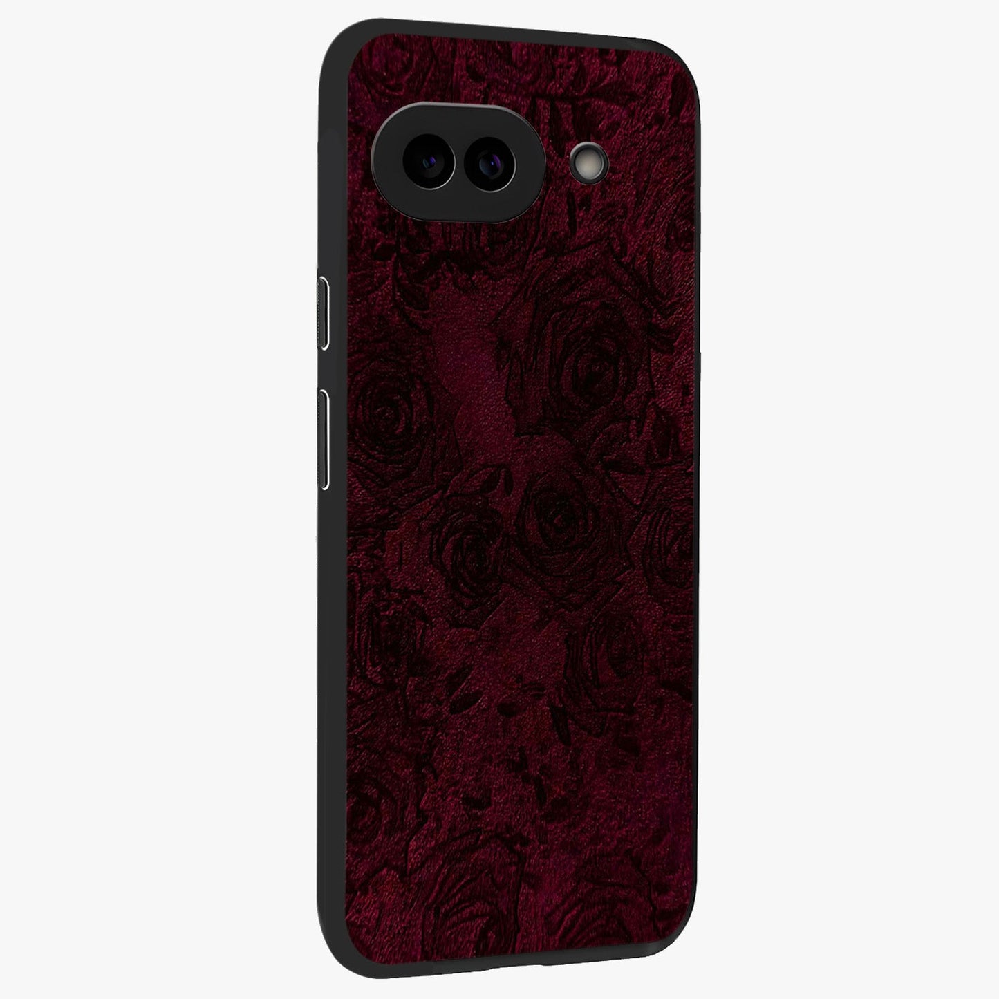 Crimson Fade Flow Glass Case upright view showcasing dynamic crimson flow artwork with stylish abstract theme.