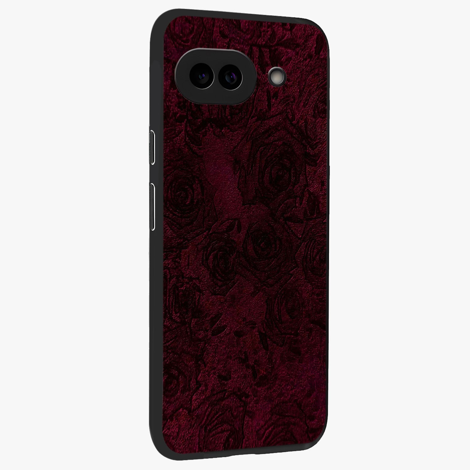Crimson Fade Flow Glass Case upright view showcasing dynamic crimson flow artwork with stylish abstract theme.