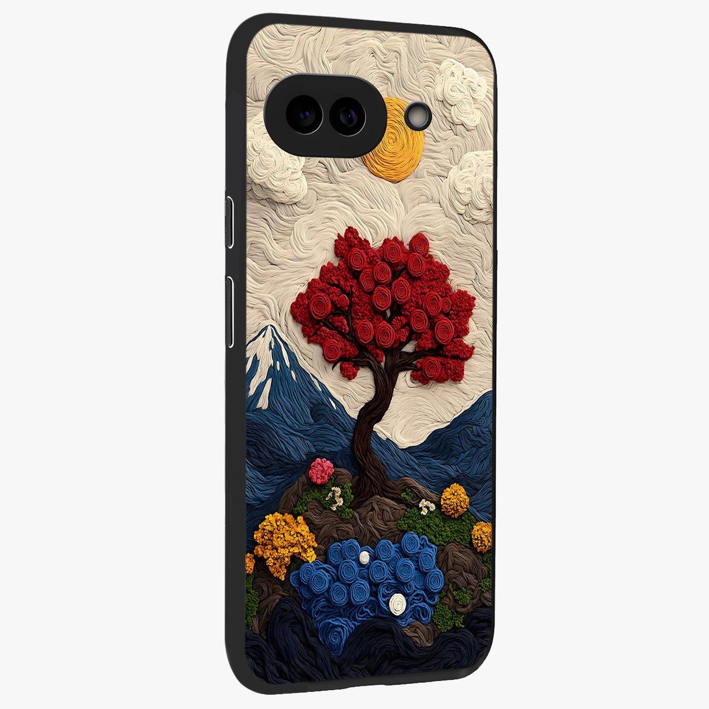 Eternal Nature Tapestry Glass Case upright view showcasing elegant nature tapestry design with decorative style.