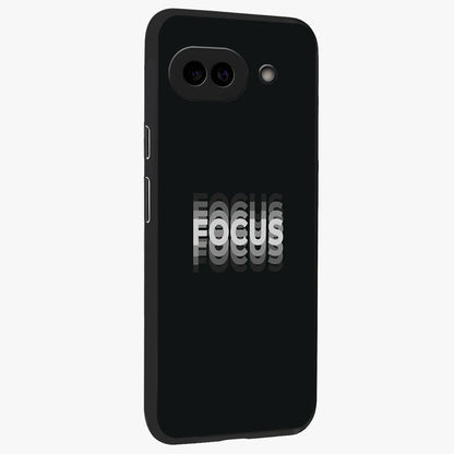 Focus Mode On Glass Case upright view showcasing strong typography statement with sleek motivational theme.