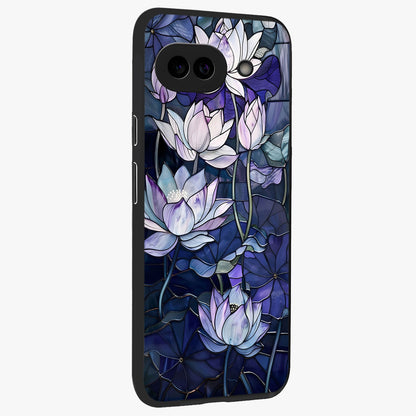 Gloss Petal Rush Glass Case upright view showcasing dynamic floral petal artwork with modern botanical theme.