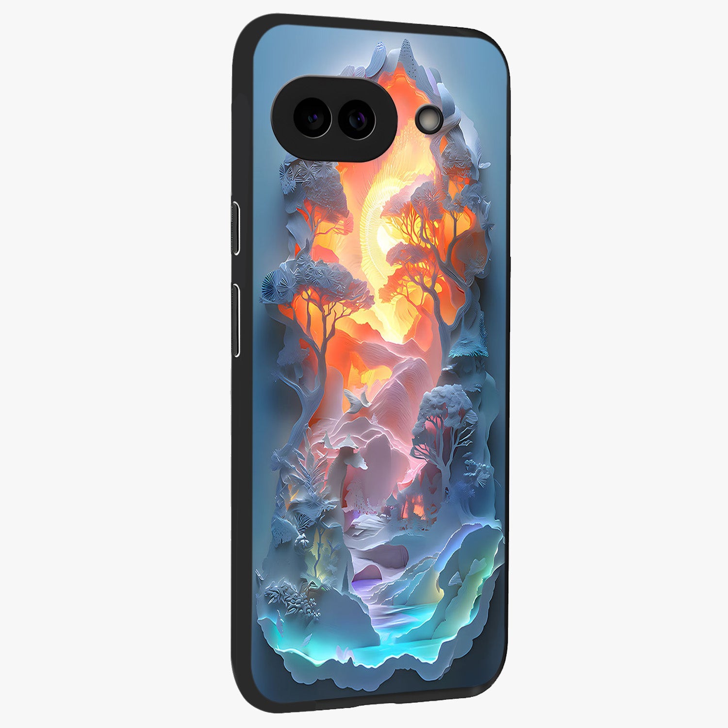 Glow Forest Portal Glass Case upright view showcasing enchanted forest portal artwork with fantasy nature theme.
