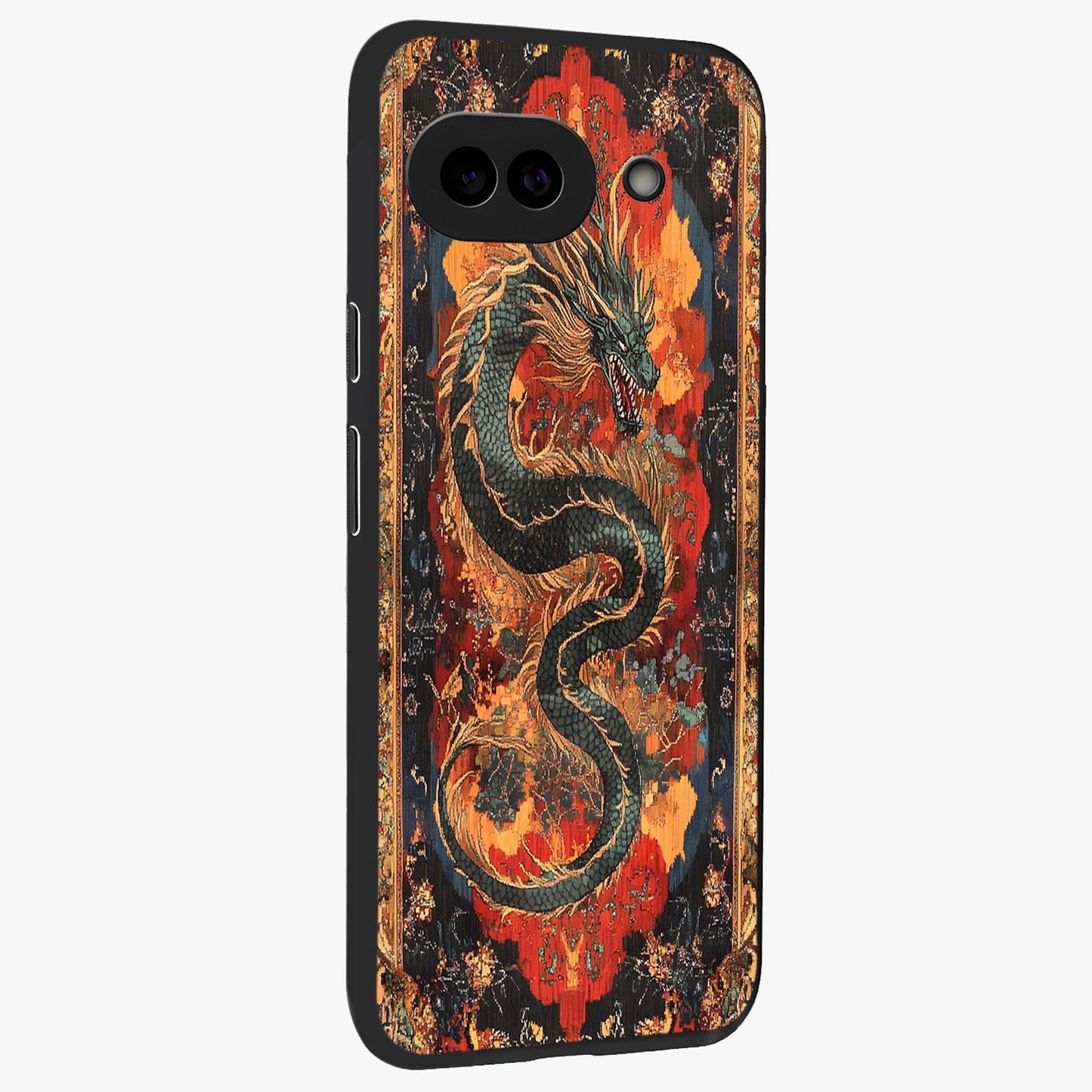 Inferno Dragon Soul Glass Case upright view showcasing intense dragon artwork with fantasy fire theme.