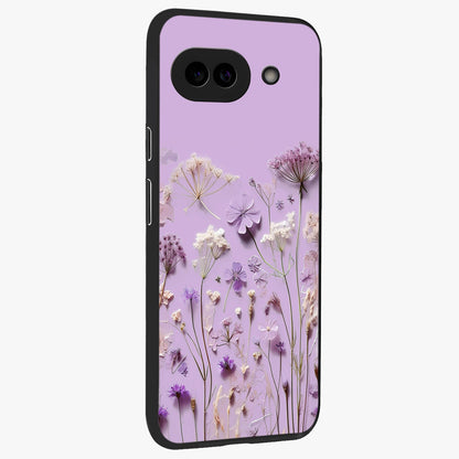 Lavender Blossom Dream Glass Case upright view showcasing delicate lavender blossom artwork with peaceful floral theme.