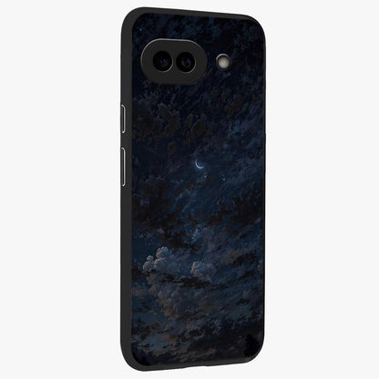 Lunar Veil Silence Glass Case upright view showcasing calm moon themed artwork with serene night atmosphere.