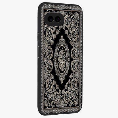 Noir Bloom Elegance Glass Case upright view showcasing graceful floral artwork with luxurious dark theme.
