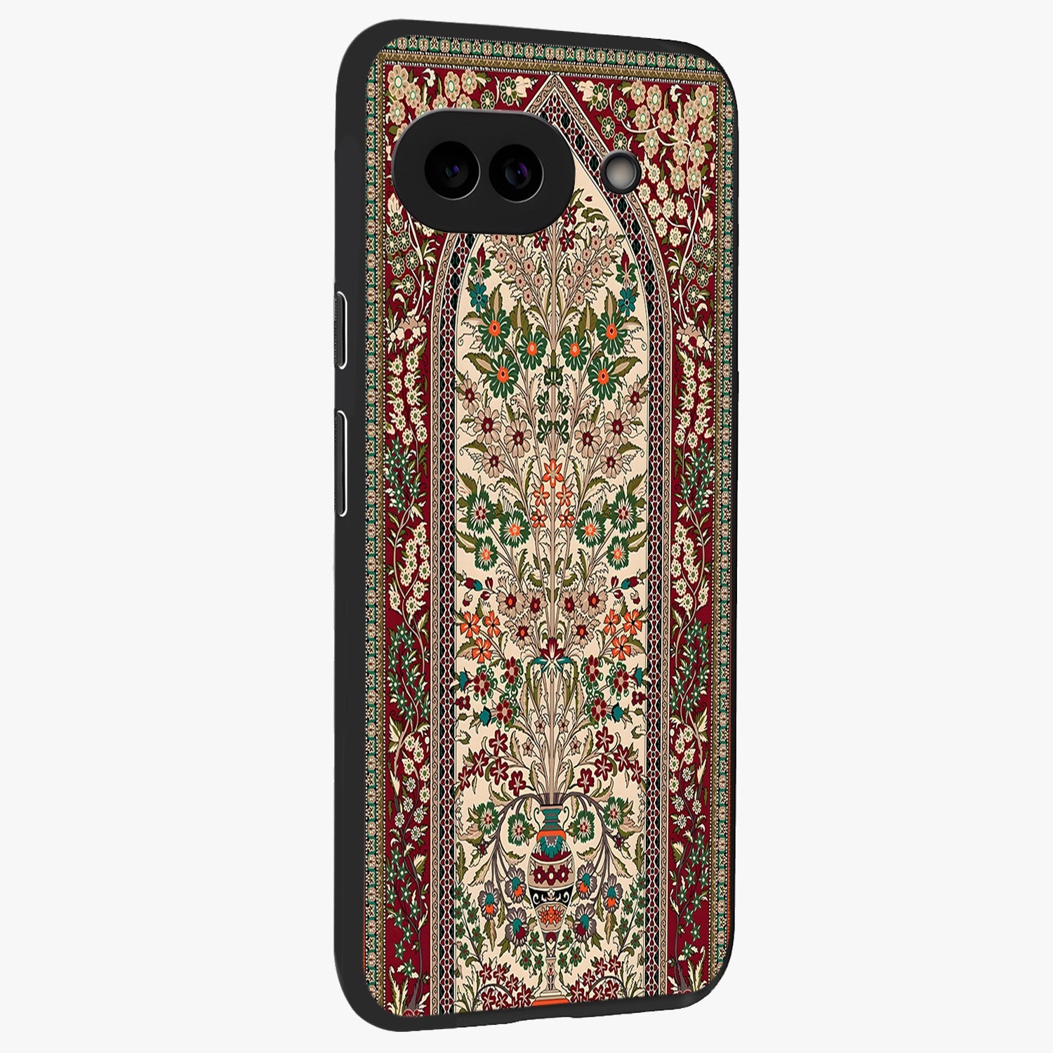 Persian Inspired Glass Case upright view showcasing decorative Persian artwork with rich heritage theme.