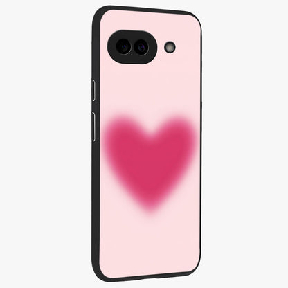 Pink Aura Heart Glass Case upright view showcasing romantic heart artwork with soft pastel theme.