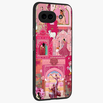 Pink Palace Muse Glass Case upright view showcasing artistic palace artwork with graceful royal theme.