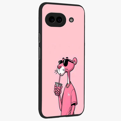 Pink Panther Glass Case upright view showcasing fun animated artwork with stylish retro cartoon theme.