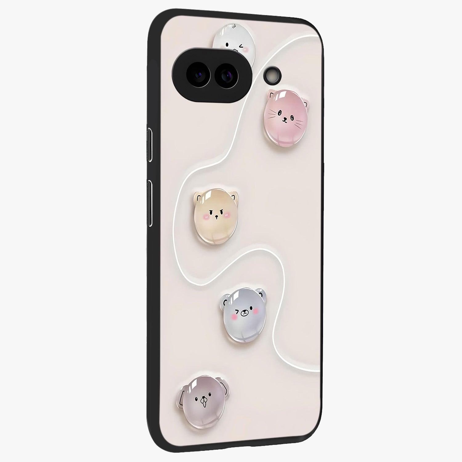 Puffy Face Parade Glass Case upright view showcasing adorable character artwork with cheerful animated theme.
