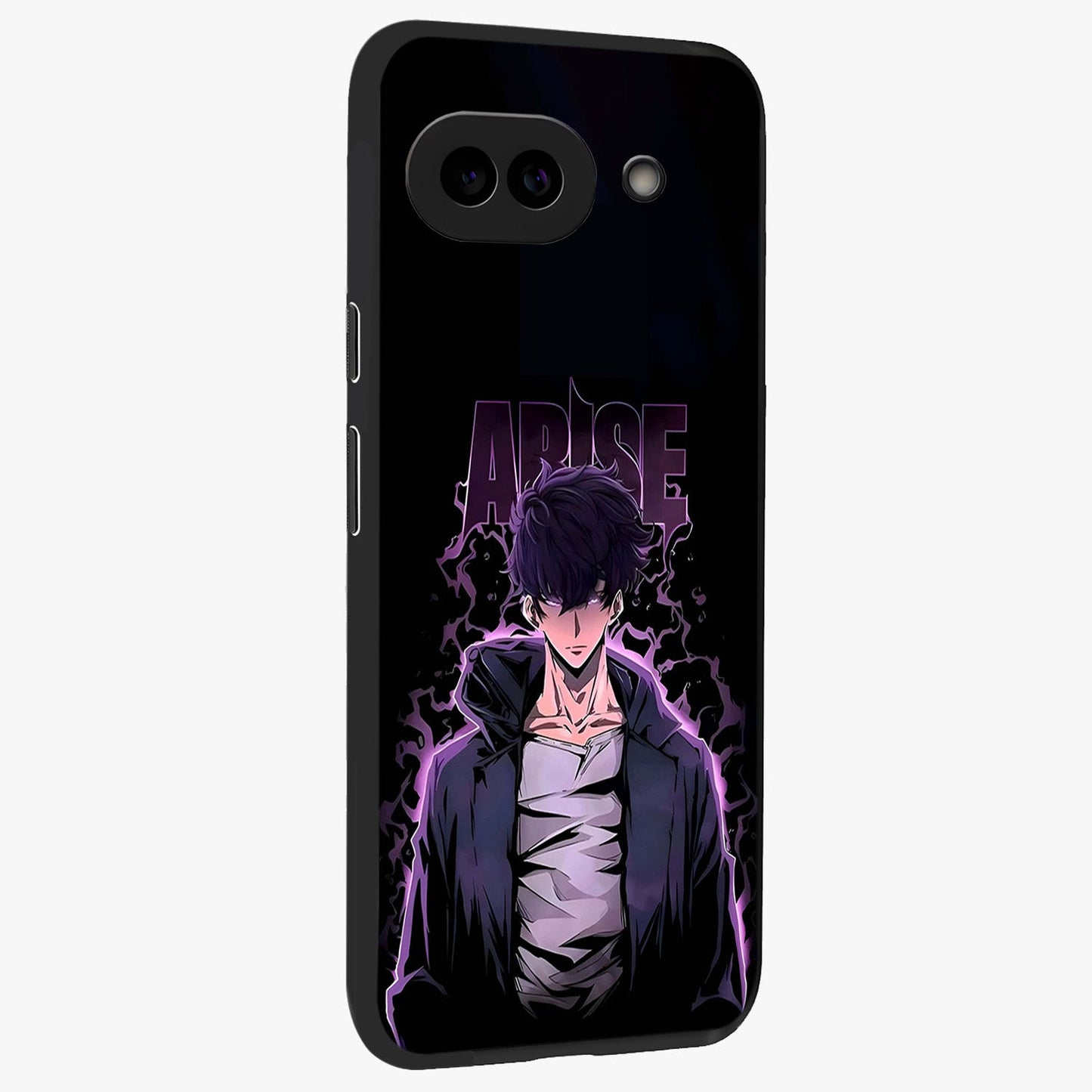 Shadow Monarch Awakening Glass Case upright view showcasing bold monarch artwork with mystical awakening theme.