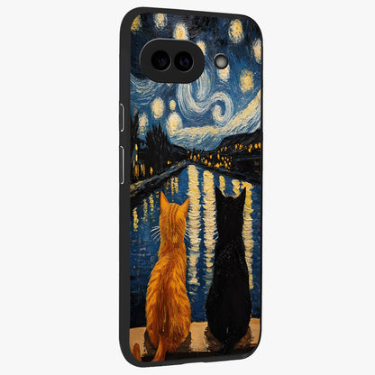 Starry River Cats Glass Case upright view showcasing adorable cat artwork with magical river and stars theme.