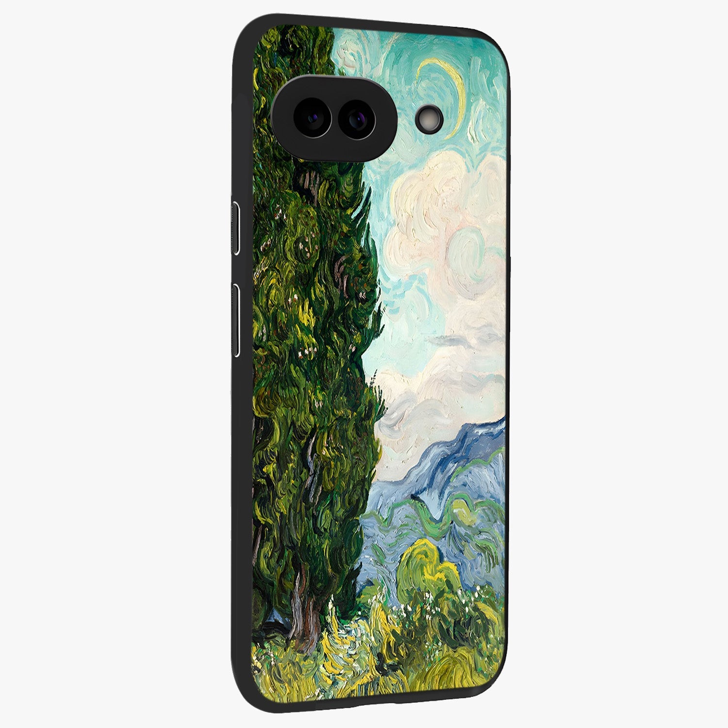 Van Gogh Vintage Art Glass Case upright view showcasing elegant vintage painting artwork with artistic heritage theme.