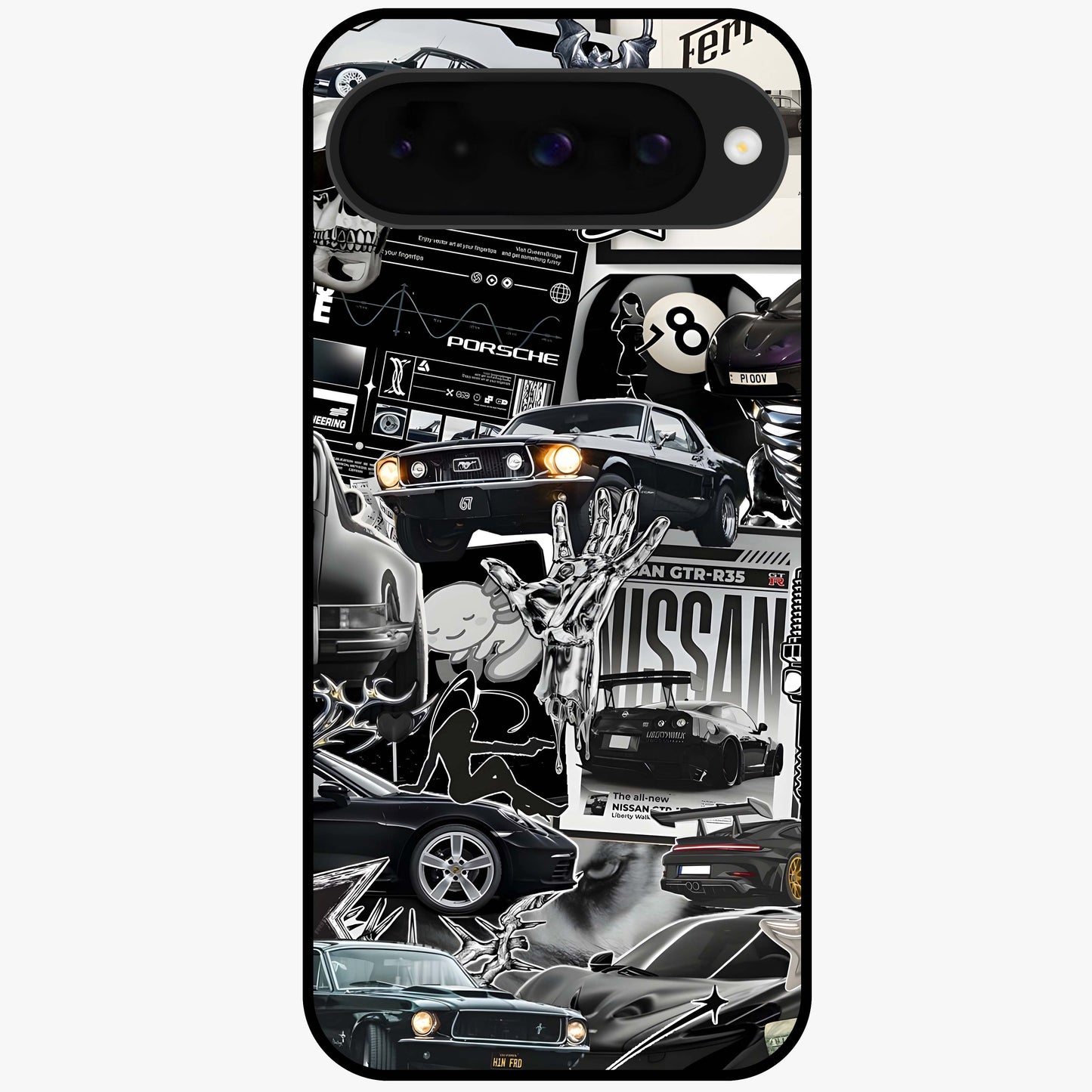 Aesthetic Dark Love Glass Case showing flat back view with dark romantic artwork and glossy glass finish.