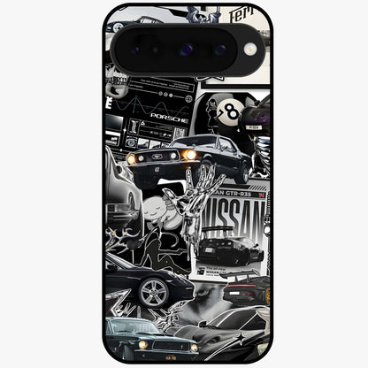 Aesthetic Dark Love Glass Case showing flat back view with dark romantic artwork and glossy glass finish.