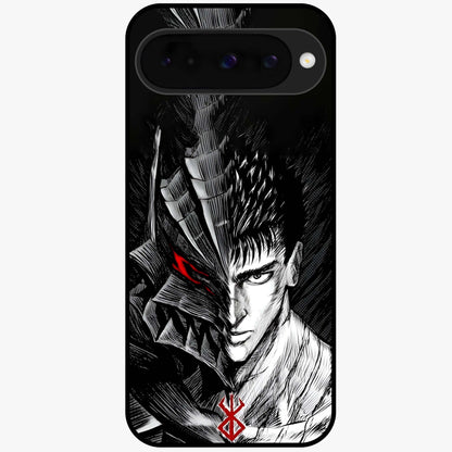 Berserker Blood Oath Glass Case showing flat back view with fierce warrior inspired artwork and glossy glass finish.