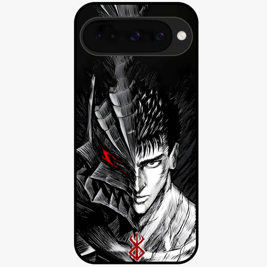 Berserker Blood Oath Glass Case showing flat back view with fierce warrior inspired artwork and glossy glass finish.