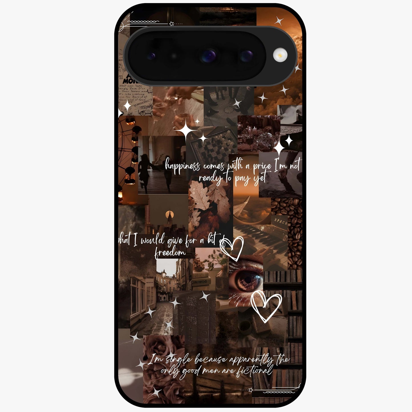 Bittersweet Aesthetic Chaos Glass Case showing flat back view with artistic chaotic aesthetic design and glossy glass finish.
