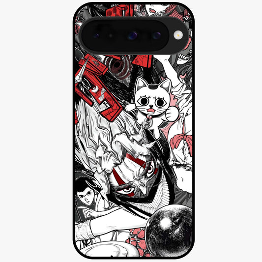 Crimson Chaos Panel Glass Case showing flat back view with bold crimson abstract artwork and glossy glass finish.
