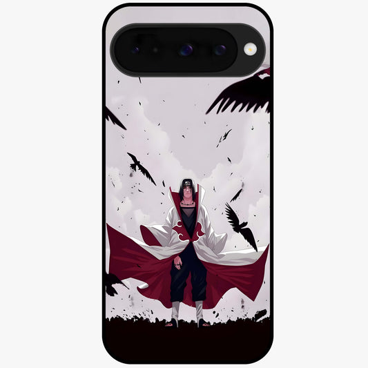Crimson Crow Ascension Glass Case showing flat back view with mystical crow artwork and glossy glass finish.